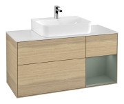 Тумба під раковину Villeroy & Boch Finion 120х50,1 см із підсвічуванням МДФ шпон дуба/скло біле матове F171GMPC