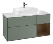 Тумба під раковину Villeroy & Boch Finion 120х50,1 см із підсвічуванням МДФ оливковий матовий лак/скло біле матове F171GNGM