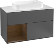 Тумба під раковину Villeroy & Boch Finion 100х50,1 см з підсвічуванням антрацит матовий лак/скло біле матове F241GNGK