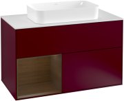 Тумба під раковину Villeroy & Boch Finion 100х50,1 см з підсвічуванням МДФ півонія матовий лак/скло біле матове F241GNHB