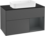 Тумба под раковину Villeroy & Boch Finion 100х50,1 см с подсветкой МДФ антрацит матовый лак/стекло черное матовое F252HGGK