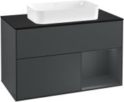 Тумба под раковину Villeroy & Boch Finion 100х50,1 см с подсветкой МДФ темно-синий матовый лак/стекло черное матовое F252HGHG