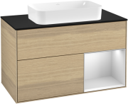 Тумба под раковину Villeroy & Boch Finion 100х50,1 см с подсветкой МДФ шпон дуба/стекло черное матовое F252MTPC