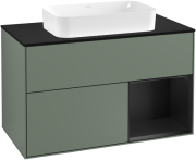 Тумба под раковину Villeroy & Boch Finion 100х50,1 см с подсветкой МДФ оливковый матовый лак/стекло черное матовое F252PDGM