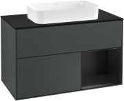 Тумба под раковину Villeroy & Boch Finion 100х50,1 см с подсветкой МДФ темно-синий матовый лак/стекло черное матовое F252PDHG