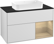 Тумба под раковину Villeroy & Boch Finion 100х50,1 см с подсветкой МДФ белый матовый лак/стекло черное матовое F252PCMT