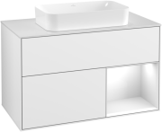 Тумба під раковину Villeroy & Boch Finion 100х50,1 см з підсвіткою МДФ білий глянцевий лак/скло біле матове G251GFGF