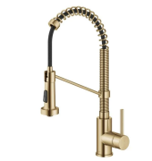 Змішувач для кухні з підключенням до фільтра Kraus Bolden з висувною лійкою матова латунь KPF-1610BB