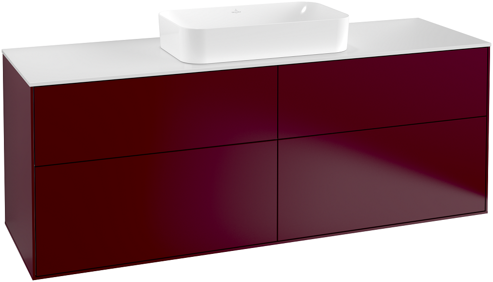 Тумба під раковину Villeroy & Boch Finion 160х50,1 см з підсвічуванням МДФ півонія матовий лак/скло біле матове G32100HB