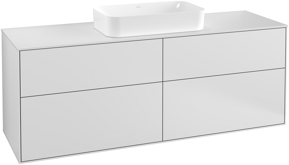 Тумба под раковину Villeroy & Boch Finion 160х50,1 см с подсветкой МДФ белый матовый лак/стекло белое матовое G32100MT