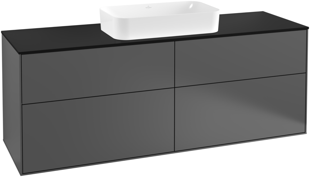 Тумба под раковину Villeroy & Boch Finion 160х50,1 см с подсветкой МДФ антрацит матовый лак/стекло черное матовое G32200GK