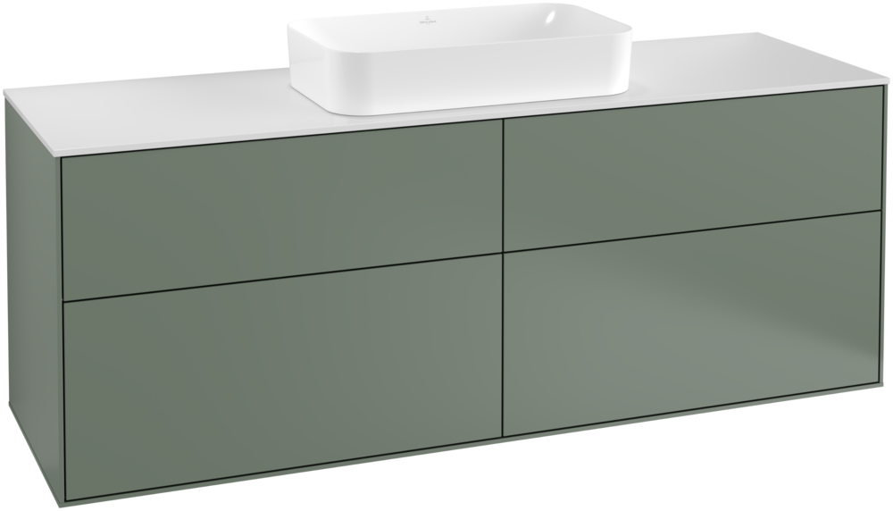 Тумба под раковину Villeroy & Boch Finion 160х50,1 см с подсветкой МДФ оливковый матовый лак/стекло белое матовое G32100GM