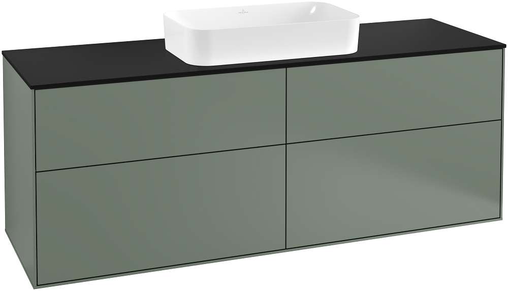 Тумба под раковину Villeroy & Boch Finion 160х50,1 см с подсветкой МДФ оливковый матовый лак/стекло черное матовое G32200GM