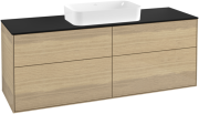 Тумба под раковину Villeroy & Boch Finion 160х50,1 см с подсветкой МДФ шпон дуба/стекло черное матовое G32200PC