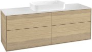 Тумба під раковину Villeroy & Boch Finion 160х50,1 см із підсвічуванням МДФ шпон дуба/скло біле матове G32100PC