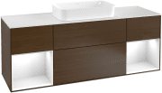 Тумба під раковину Villeroy & Boch Finion 160х50,1 см із підсвічуванням МДФ шпон волоського горіха/скло біле матове F331GFGN