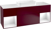 Тумба під раковину Villeroy & Boch Finion 160х50,1 см з підсвічуванням МДФ півонія матовий лак/скло біле матове F331GFHB