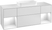 Тумба під раковину Villeroy & Boch Finion 160х50,1 см із підсвічуванням МДФ білий матовий лак/скло біле матове F331GFMT