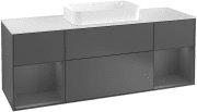 Тумба під раковину Villeroy & Boch Finion 160х50,1 см із підсвічуванням МДФ антрацит матовий лак/скло біле матове F331GKGK