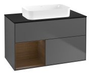 Тумба під раковину Villeroy & Boch Finion 100х50,1 см з підсвічуванням МДФ антрацит матовий лак/скло чорне матове F652GNGK