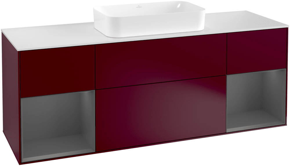 Тумба під раковину Villeroy & Boch Finion 160х50,1 см з підсвічуванням МДФ півонія матовий лак/скло біле матове F331GKHB
