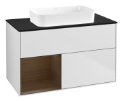 Тумба під раковину Villeroy & Boch Finion 100х50,1 см із підсвічуванням МДФ білий матовий лак/скло чорне матове F652GNMT