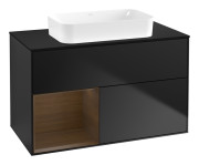 Тумба под раковину Villeroy & Boch Finion 100х50,1 см с подсветкой МДФ черный матовый лак/стекло черное матовое F652GNPD