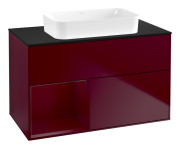 Тумба под раковину Villeroy & Boch Finion 100х50,1 см с подсветкой МДФ пион матовый лак/стекло черное матовое F652HBHB