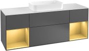 Тумба під раковину Villeroy & Boch Finion 160х50,1 см із підсвічуванням МДФ антрацит матовий лак/скло біле матове F331HFGK