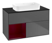 Тумба під раковину Villeroy & Boch Finion 100х50,1 см з підсвічуванням МДФ антрацит матовий лак/скло чорне матове F652HBGK