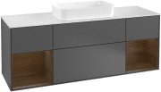 Тумба под раковину Villeroy & Boch Finion 160х50,1 см с подсветкой МДФ антрацит матовый лак/стекло белое матовое F331GNGK