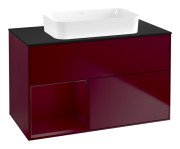 Тумба під раковину Villeroy & Boch Finion 100х50,1 см з підсвічуванням МДФ півонія матовий лак/скло чорне матове F652HBHB