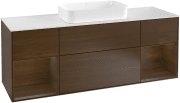 Тумба під раковину Villeroy & Boch Finion 160х50,1 см із підсвічуванням МДФ шпон волоського горіха/скло біле матове F331GNGN
