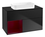 Тумба під раковину Villeroy & Boch Finion 100х50,1 см із підсвічуванням МДФ чорний матовий лак/скло чорне матове F652HBPD