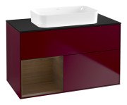 Тумба под раковину Villeroy & Boch Finion 100х50,1 см с подсветкой МДФ пион матовый лак/стекло черное матовое F652GNHB