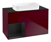 Тумба под раковину Villeroy & Boch Finion 100х50,1 см с подсветкой МДФ пион матовый лак/стекло черное матовое F652PDHB