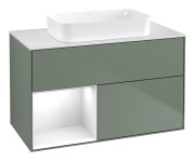 Тумба под раковину Villeroy & Boch Finion 100х50,1 см с подсветкой МДФ оливковый матовый лак/стекло белое матовое F651GFGM