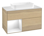 Тумба под раковину Villeroy & Boch Finion 100х50,1 см с подсветкой МДФ шпон дуба/стекло белое матовое F651GFPC