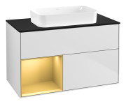 Тумба под раковину Villeroy & Boch Finion 100х50,1 см с подсветкой МДФ белый матовый лак/стекло черное матовое F652HFMT