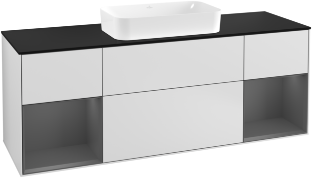 Тумба под раковину Villeroy & Boch Finion 160х50,1 см с подсветкой МДФ белый матовый лак/стекло черное матовое F332GKMT