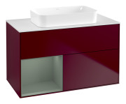 Тумба под раковину Villeroy & Boch Finion 100х50,1 см с подсветкой МДФ пион матовый лак/стекло белое матовое F651GMHB