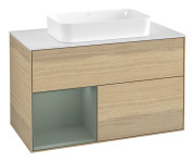 Тумба под раковину Villeroy & Boch Finion 100х50,1 см с подсветкой МДФ шпон дуба/стекло белое матовое F651GMPC