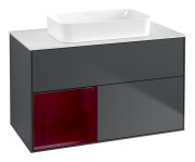 Тумба под раковину Villeroy & Boch Finion 100х50,1 см с подсветкой МДФ темно-синий матовый лак/стекло белое матовое F651HBHG