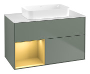 Тумба под раковину Villeroy & Boch Finion 100х50,1 см с подсветкой МДФ оливковый матовый лак/стекло белое матовое F651HFGM