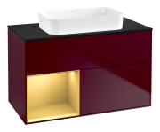 Тумба под раковину Villeroy & Boch Finion 100х50,1 см с подсветкой МДФ пион матовый лак/стекло черное матовое F652HFHB