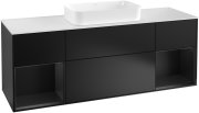 Тумба под раковину Villeroy & Boch Finion 160х50,1 см с подсветкой МДФ черный матовый лак/стекло белое матовое F331PDPD