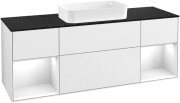 Тумба під раковину Villeroy & Boch Finion 160х50,1 см з підсвічуванням МДФ білий глянцевий лак/скло чорне матове F332GFGF
