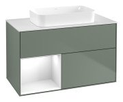 Тумба під раковину Villeroy & Boch Finion 100х50,1 см із підсвічуванням МДФ оливковий матовий лак/скло біле матове F651GFGM