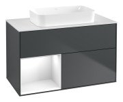 Тумба под раковину Villeroy & Boch Finion 100х50,1 см с подсветкой МДФ темно-синий матовый лак/стекло белое матовое F651GFHG