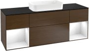 Тумба под раковину Villeroy & Boch Finion 160х50,1 см с подсветкой МДФ шпон грецкого ореха/стекло черное матовое F332GFGN